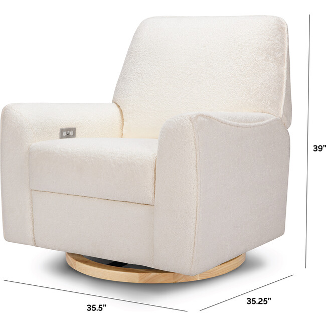 Sunday Power Recliner And Swivel Glider, Chantilly Fleece With Light Wood Base - Nursery Chairs - 4