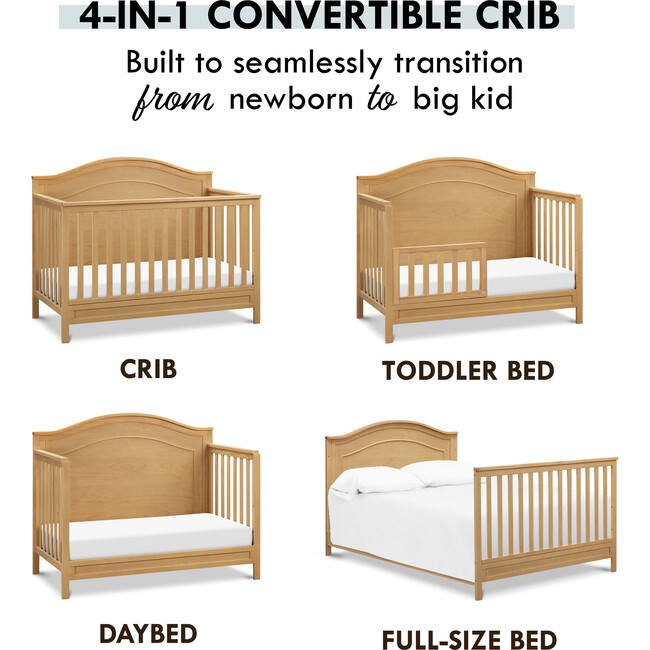 Charlie 4-In-1 Convertible Crib, Honey - Cribs - 4