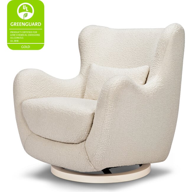 Solstice Swivel Glider Boucle, Ivory Boucle With Ivory Wood Base - Nursery Chairs - 5