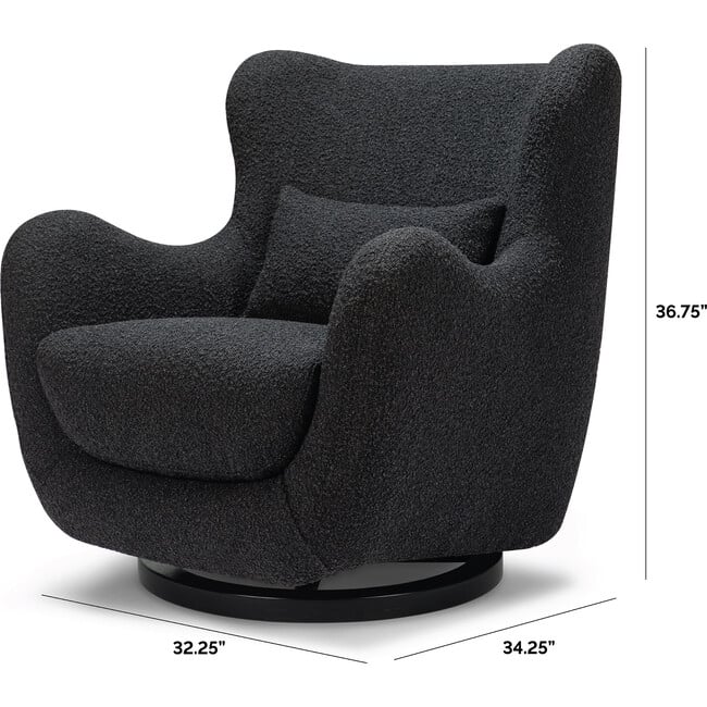 Solstice Swivel Glider Boucle, Black Boucle With Black Wood Base - Nursery Chairs - 4