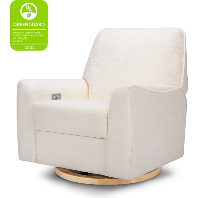 Sunday Power Recliner And Swivel Glider, Chantilly Fleece With Light Wood Base - Nursery Chairs - 5