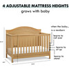 Charlie 4-In-1 Convertible Crib, Honey - Cribs - 5