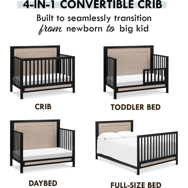 Radley 4-In-1 Convertible Crib, Ebony And Coastwood - Cribs - 5