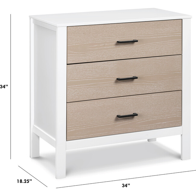 Radley 3-Drawer Dresser, White And Coastwood - Dressers - 7