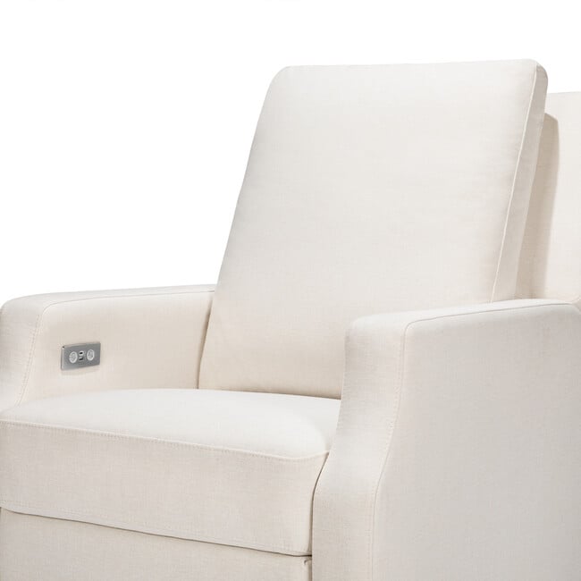 Crewe Electronic Recliner And Swivel Glider, Cream Eco-Weave With Light Wood Base - Nursery Chairs - 7