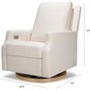 Crewe Electronic Recliner And Swivel Glider, Cream Eco-Weave With Light Wood Base - Nursery Chairs - 8