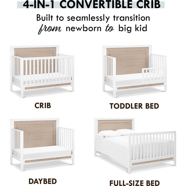 Radley 4-In-1 Convertible Crib, White And Coastwood - Cribs - 7