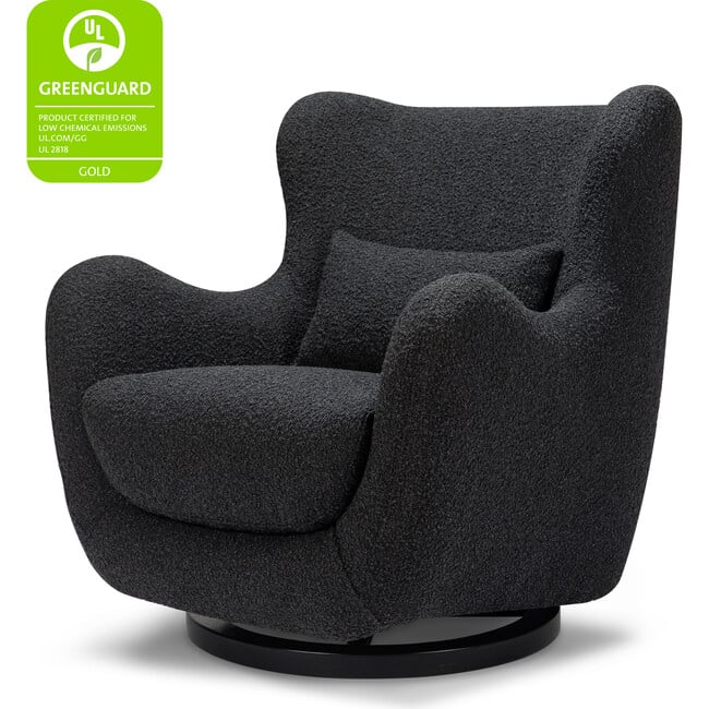 Solstice Swivel Glider Boucle, Black Boucle With Black Wood Base - Nursery Chairs - 8