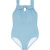 Freshwater Gathered Neck Tie Knot One-Piece, Blue - One Pieces - 1 - thumbnail