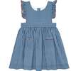 Gingham Ruffle Sleeve Criss-Cross Back Pinafore Dress, Navy - Dresses - 1 - thumbnail