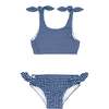 Gingham Straight Neck Scoop Back Tie Knot Bikini, Navy - Two Pieces - 1 - thumbnail