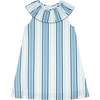 Freshwater Stripe Ruffle Collar Dress, Blue - Dresses - 1 - thumbnail