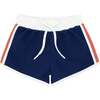 Drawstring Boardie Shorts, Navy And Dusty Red - Swim Trunks - 1 - thumbnail