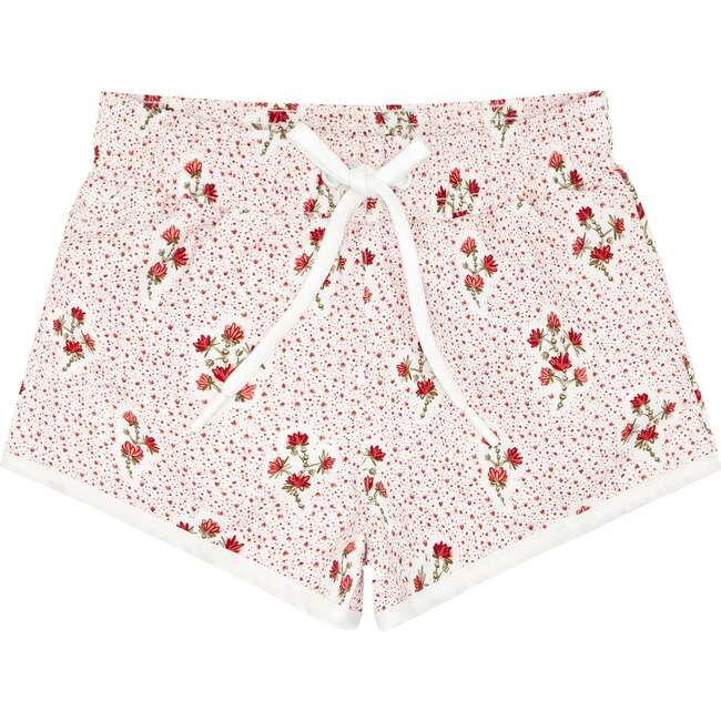 Print Drawstring Boardie Shorts, Raspberry Red