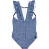 Gingham Ruffle Pinafore Style One-Piece, Navy - One Pieces - 2