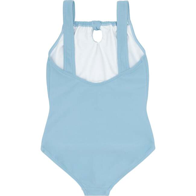 Freshwater Gathered Neck Tie Knot One-Piece, Blue - One Pieces - 2