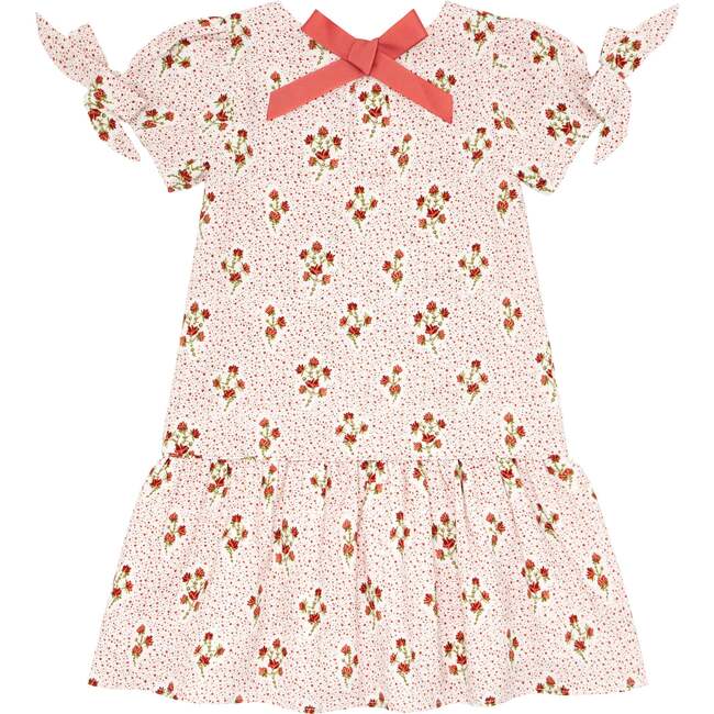 Scoop Neck Dainty Cap Sleeve Drop Waist Dress, Raspberry Red - Dresses - 2
