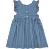 Gingham Ruffle Sleeve Criss-Cross Back Pinafore Dress, Navy - Dresses - 2