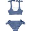 Gingham Straight Neck Scoop Back Tie Knot Bikini, Navy - Two Pieces - 2