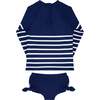 Classic Breton Stripe 2-Piece Rashguard Set, Navy - Two Pieces - 2