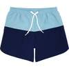 Men's UPF 50+ Freshwater Colorblock Boardie Shorts, Navy Blue - Swim Trunks - 1 - thumbnail