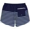 Men's UPF 50+ Breton Stripe Boardie Shorts, Navy - Swim Trunks - 2