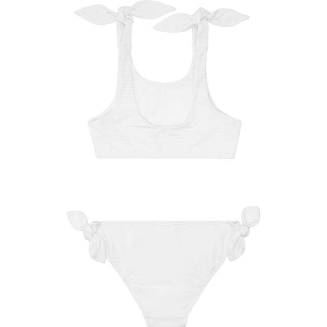 Capeside Straight Neck Scoop Back Tie Knot Bikini, White - Two Pieces - 2