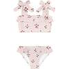 Bandeau Bow Strap Ruffle Bikini, Raspberry Red - Two Pieces - 1 - thumbnail