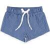 Bahamian Gingham Drawstring Boardie Shorts, Blue - Swim Trunks - 1 - thumbnail