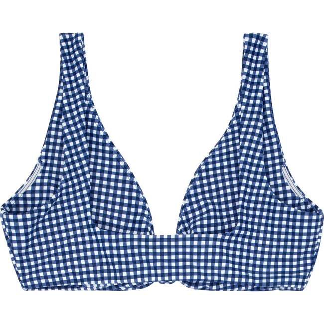 Women's Gingham Tie Front Bikini Top, Navy - Two Pieces - 2