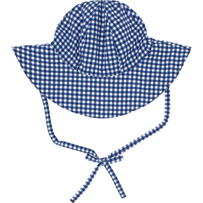 Baby Gingham Double-Lined Sun Hat, Navy