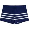 Baby Breton Stripe Contrast Drawstring Brief, Navy - Swim Trunks - 1 - thumbnail