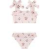 Bandeau Bow Strap Ruffle Bikini, Raspberry Red - Two Pieces - 2