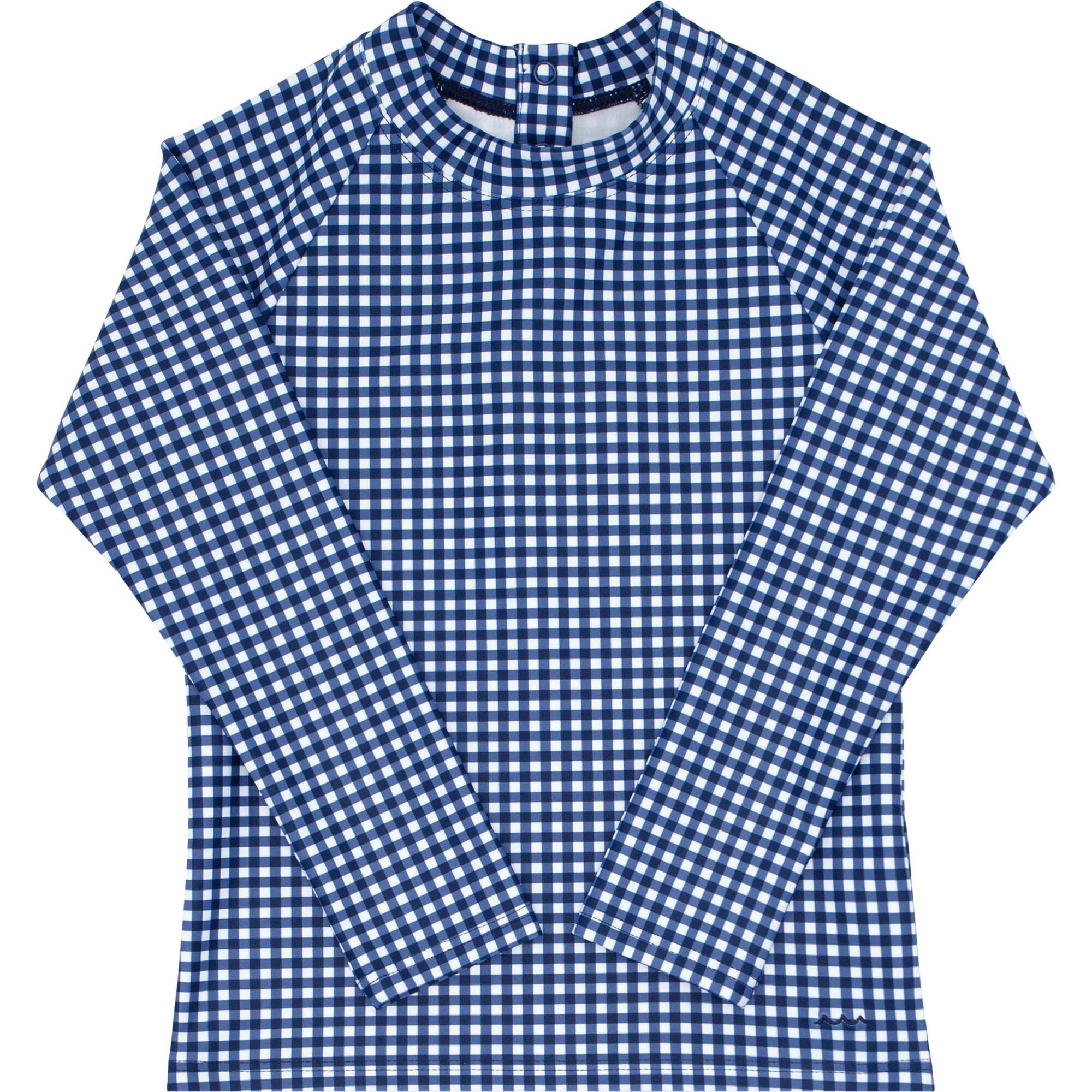 Unisex Gingham Raglan Sleeve Rashguard, Navy - Rash Guards - 1