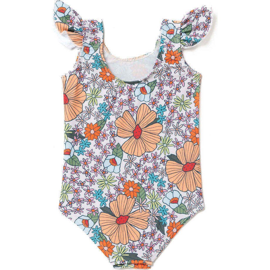 Flutter One Piece, Wavy Floral - Pearl Street Swim Swim
