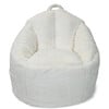 Luxe Campus Round Beanbag, Coconut Faux Rabbit Fur - Kids Seating - 1 - thumbnail