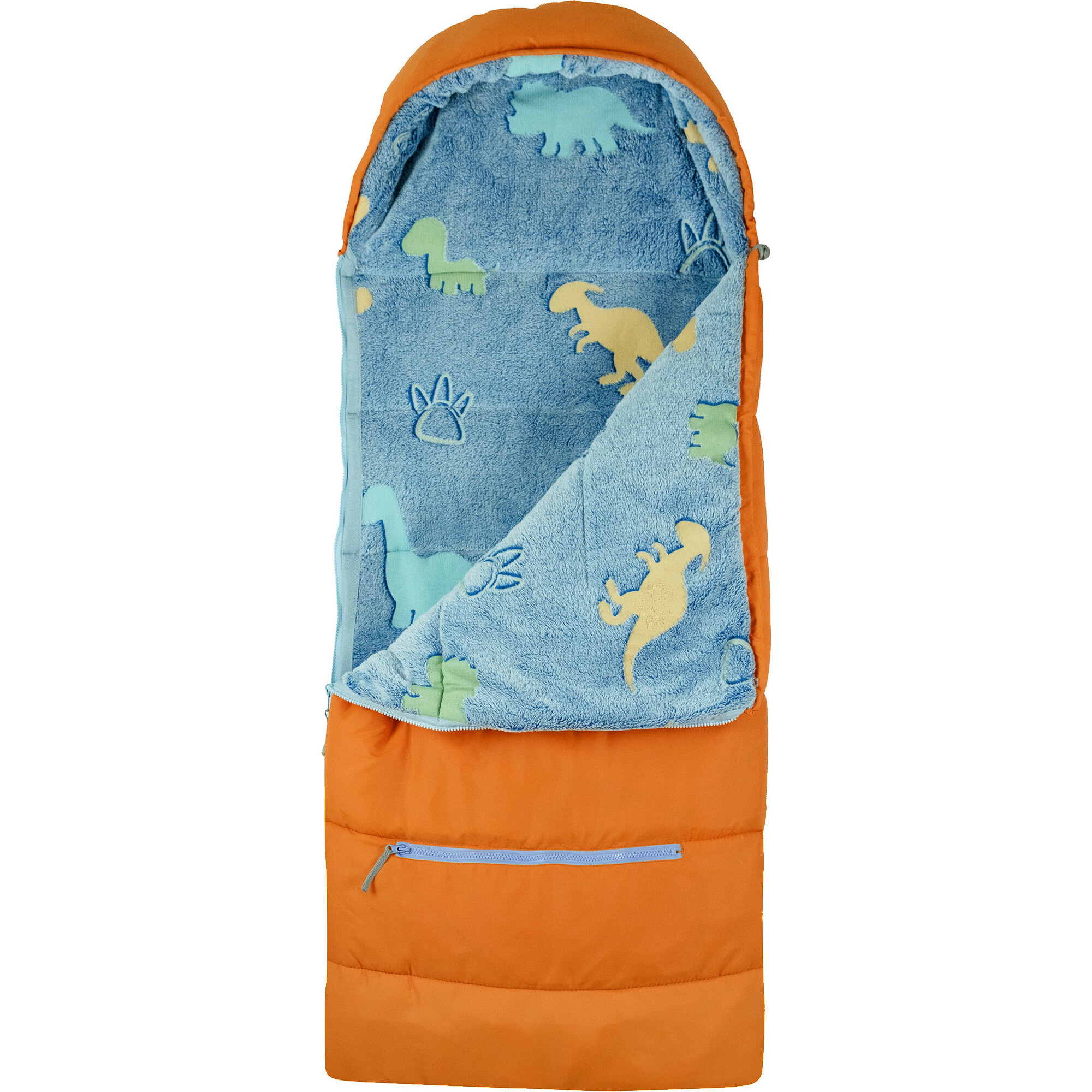 Little Kid's Sleep-N-Pack Sleepbag, Tangelo And Glow In The Dark Dinosaurs - Sleepbags - 1