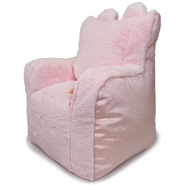 Luxe Campus Round Beanbag, Ballet Pink Faux Rabbit Fur - Kids Seating - 3