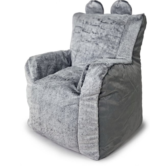 Luxe Campus Round Beanbag, Double Grey Faux Rabbit Fur - Kids Seating - 3