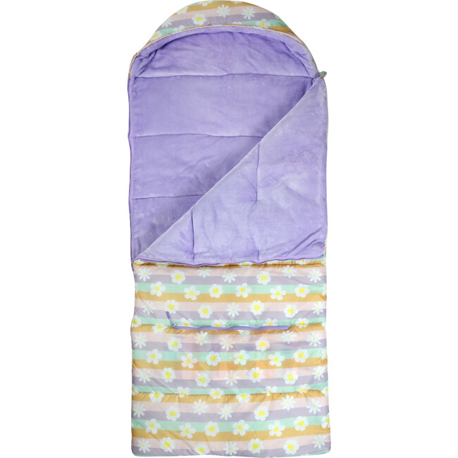 Big Kid's Sleep-N-Pack Sleepbag, Happy Daisy Stripes And Lilac