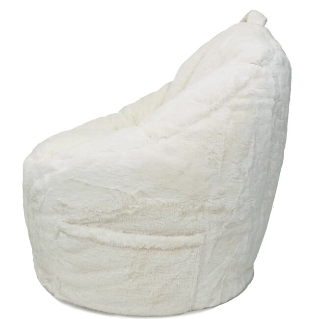 Luxe Campus Round Beanbag, Coconut Faux Rabbit Fur - Kids Seating - 5