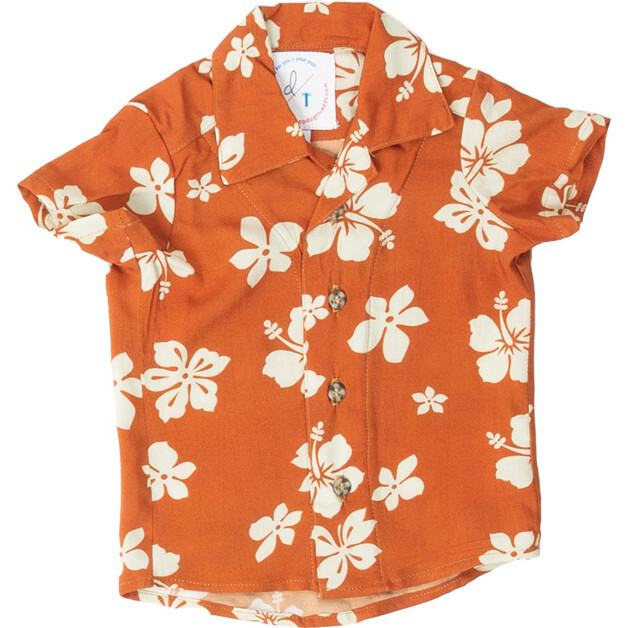 Kids Clay Hibiscus BBQ Shirt, Orange