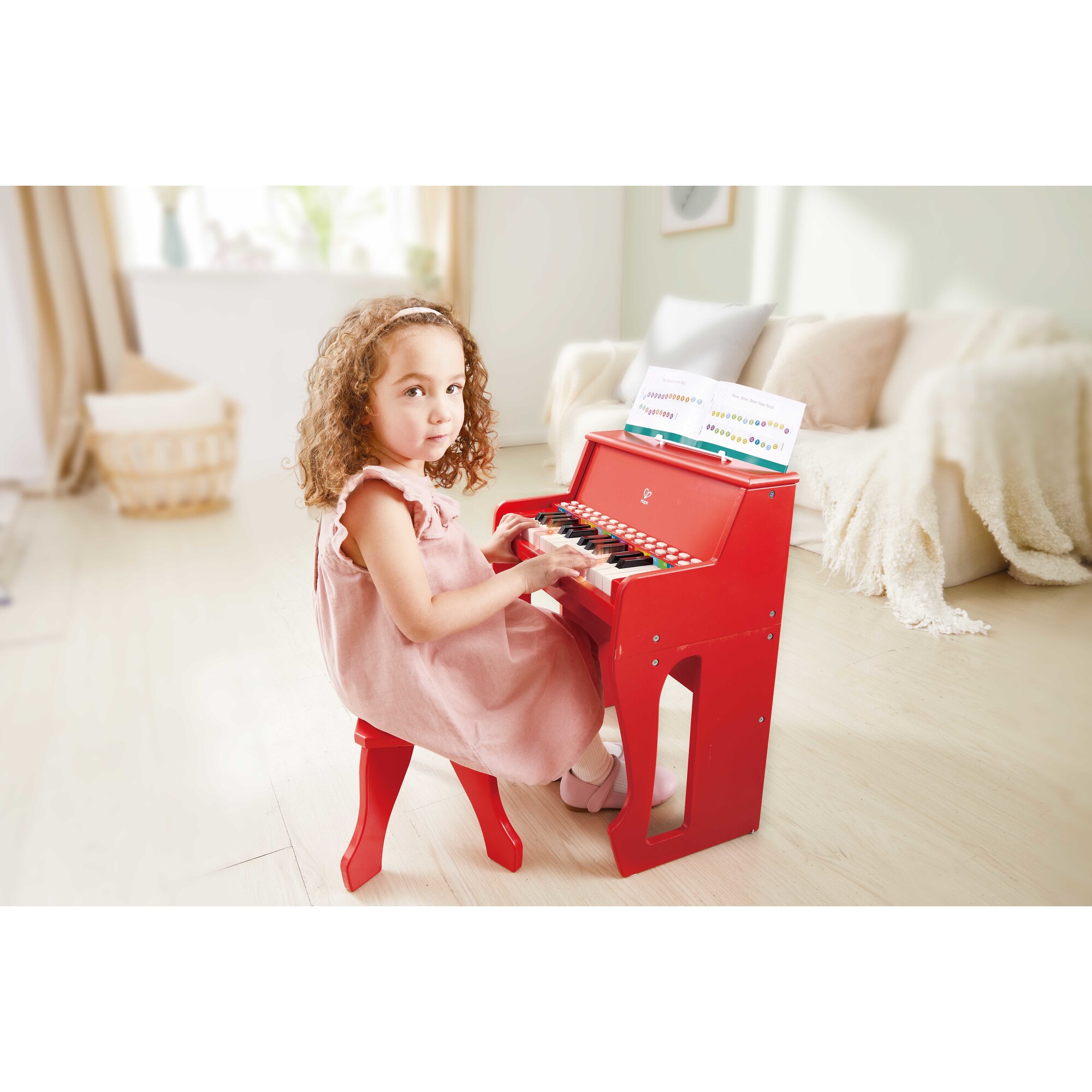 Hape Learn with Lights Red Piano w/ Stool