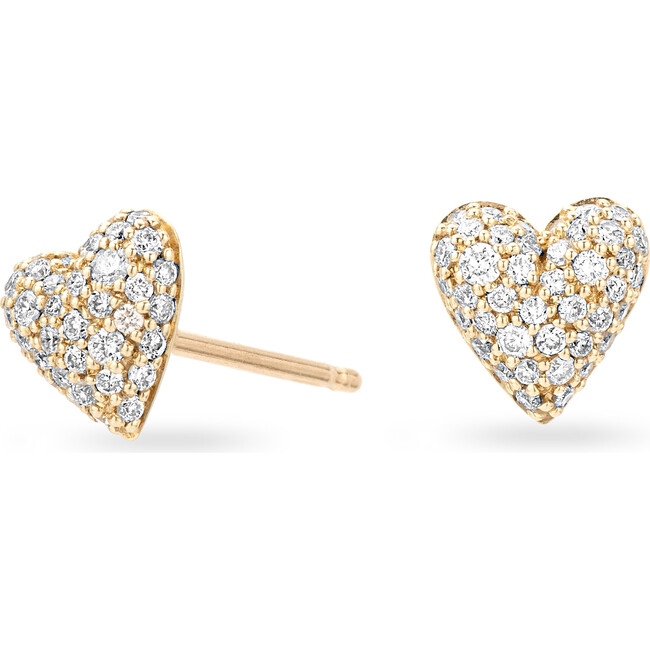Women's Diamond Puffy Heart Posts , 14k Gold