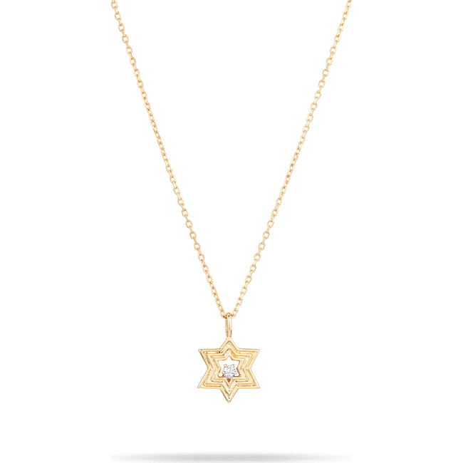 Women's Groovy Diamond Star of David Necklace , 14k Gold