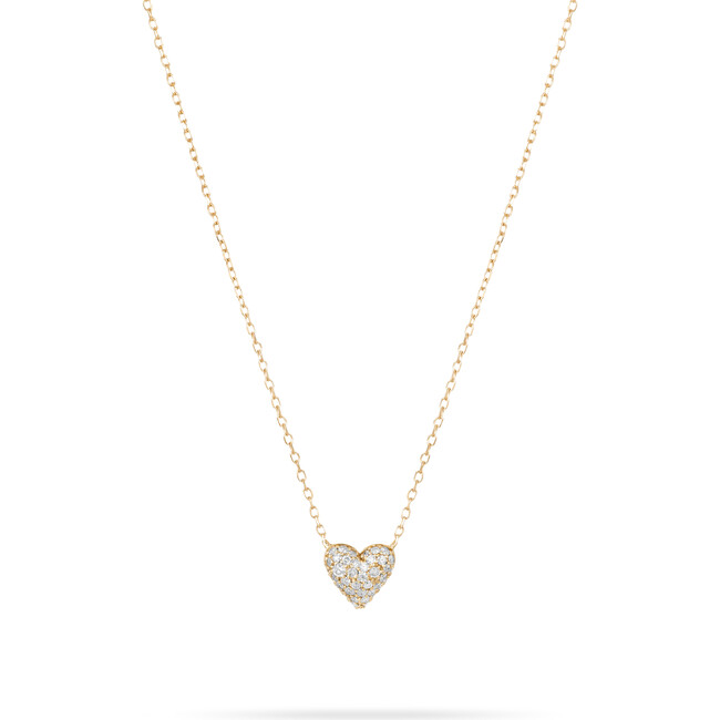Women's Diamond Puffy Heart Necklace , 14k Gold