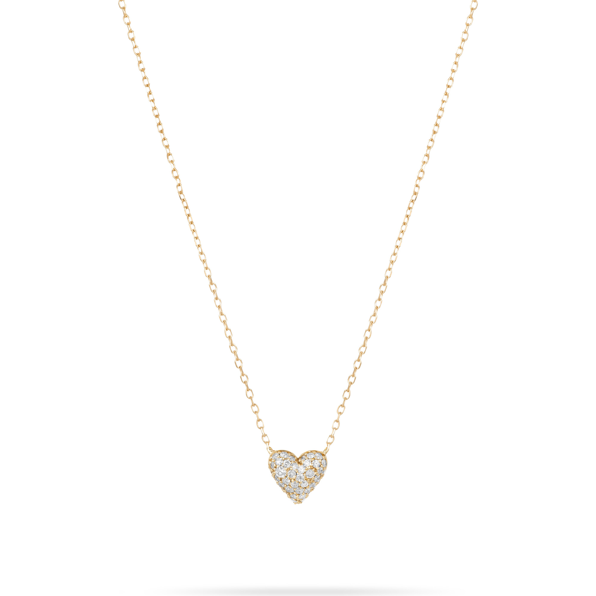 Women's Diamond Puffy Heart Necklace , 14k Gold - Necklaces - 1