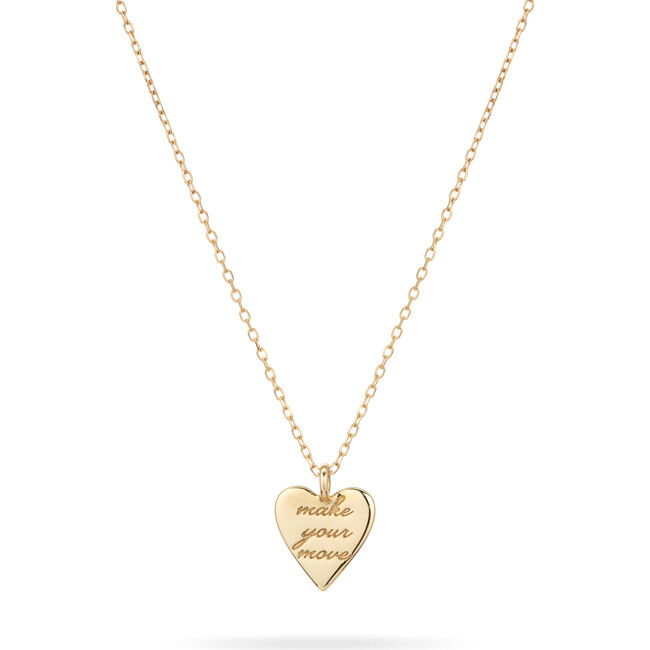 Women's Make Your Move Pave Heart Necklace , 14k Gold