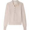 Women's Cashmere Polo Henley, Sandstone Heather - Sweaters - 1 - thumbnail