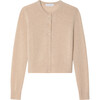 Women's Essential Cashmere Crewneck Cardigan, Toffee Heather - Cardigans - 1 - thumbnail